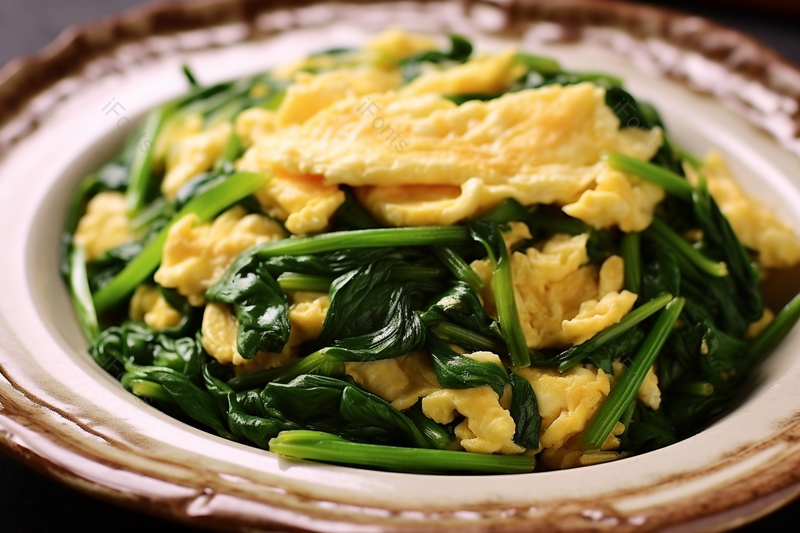 绿色餐厅美味的青菜炒鸡蛋美食,高清,摄影图,摄影图片,图片大全,摄影图免费下载